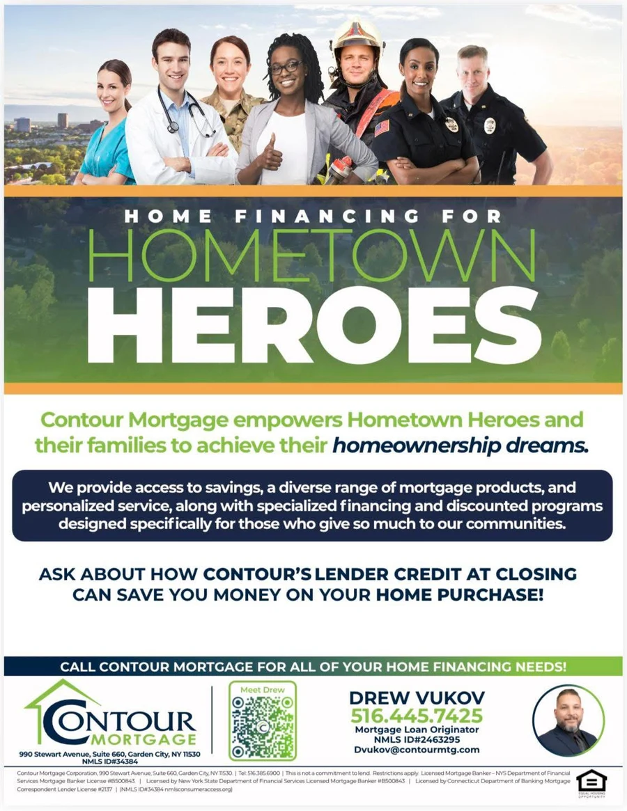 Contour Mortgage Home Financing for Hometown Heroes program flyer